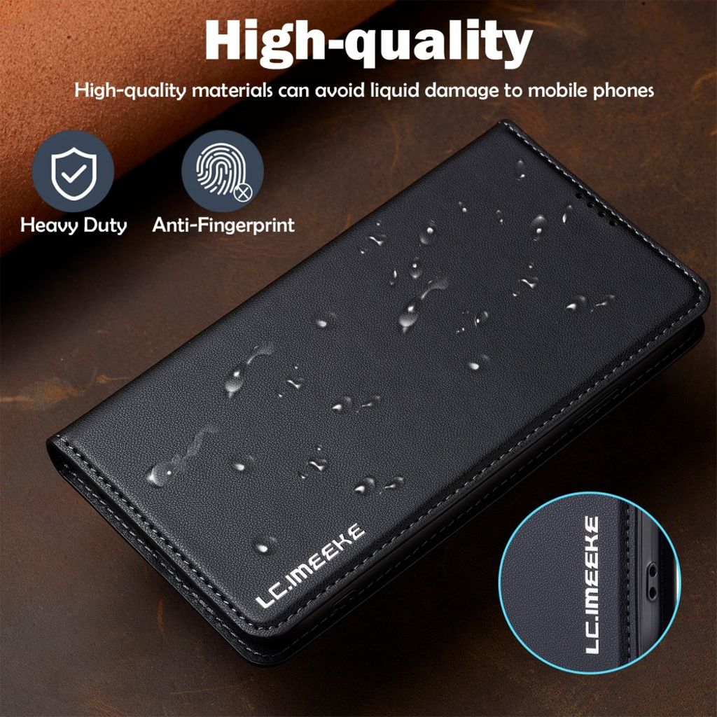 LC.IMEEKE iPhone XS Max Pungetui med Stativ og Kortholder – Sort