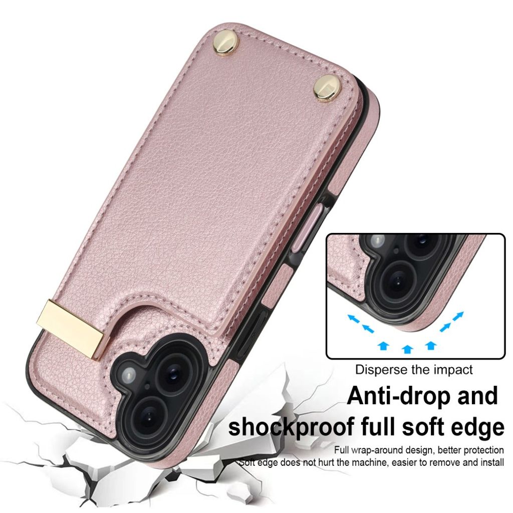 iPhone 17 Skal med Korthållare – Roséguld