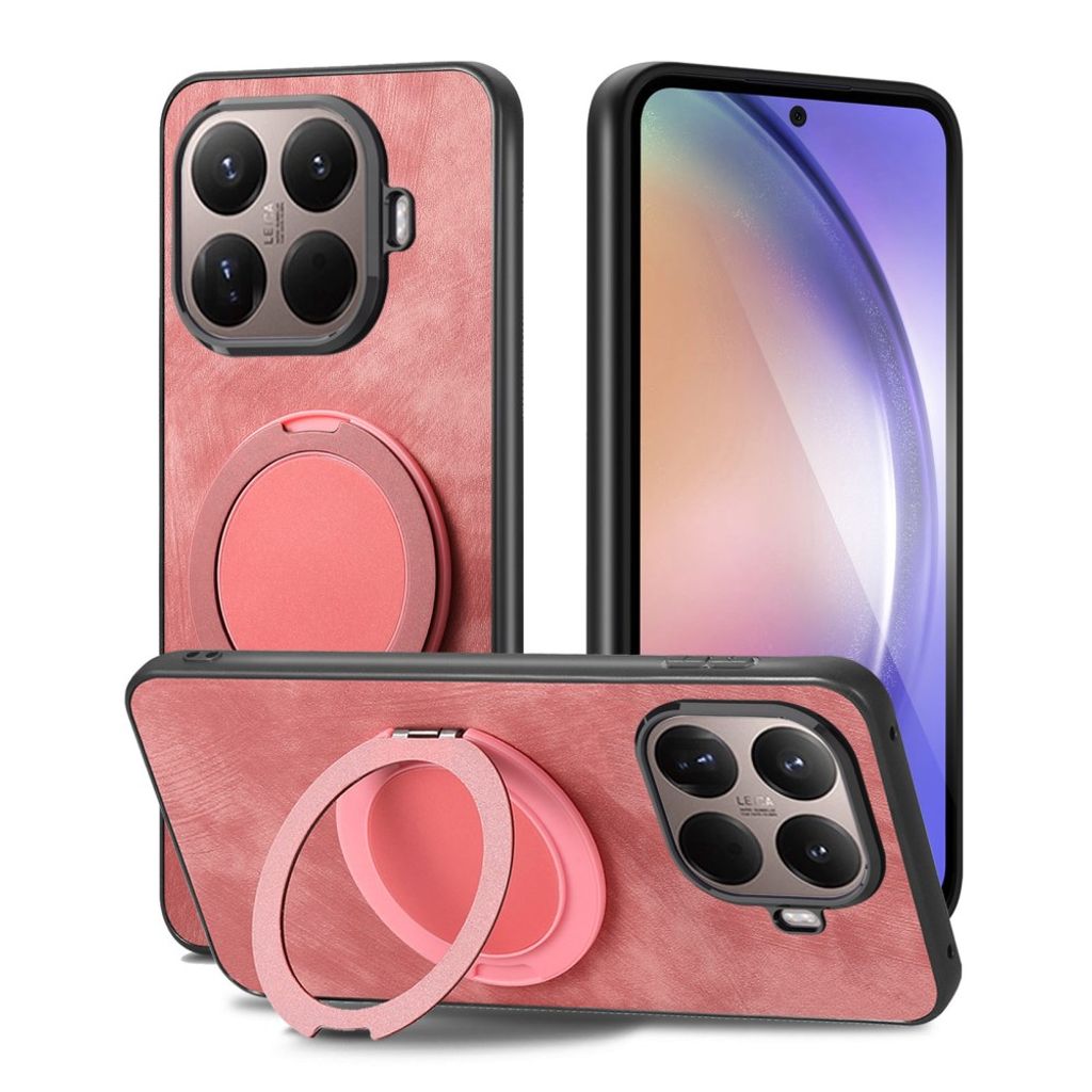 Xiaomi 17T Pro Skal i PU-läder med ringstativ - Rosa
