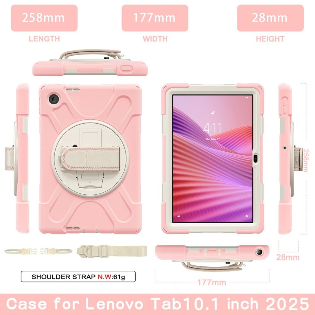 Lenovo Tab 10.1 (2025)/Zhaoyang K10C Deksel med Roterende Håndrem - Rosa