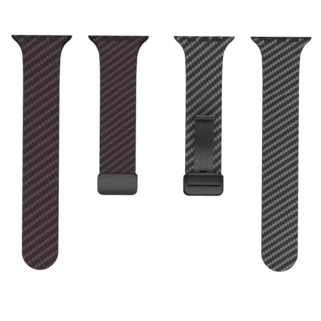 Apple Watch 49 / 46 / 44 / 42mm Klockarmband kolfibertextur - Mörkbrun/Svart