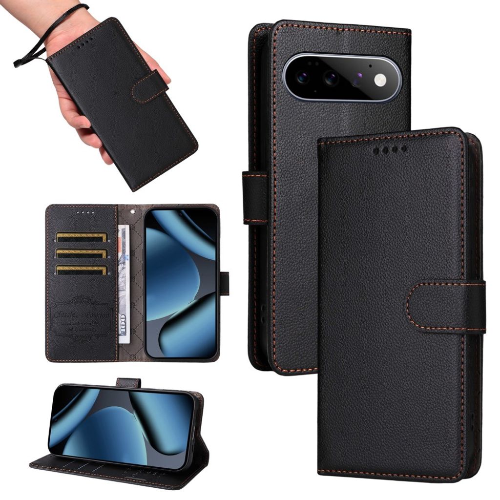 Google Pixel 11 Pro/11 Plånboksfodral RFID-blockerande 3 Kortfack PU-läder - Svart
