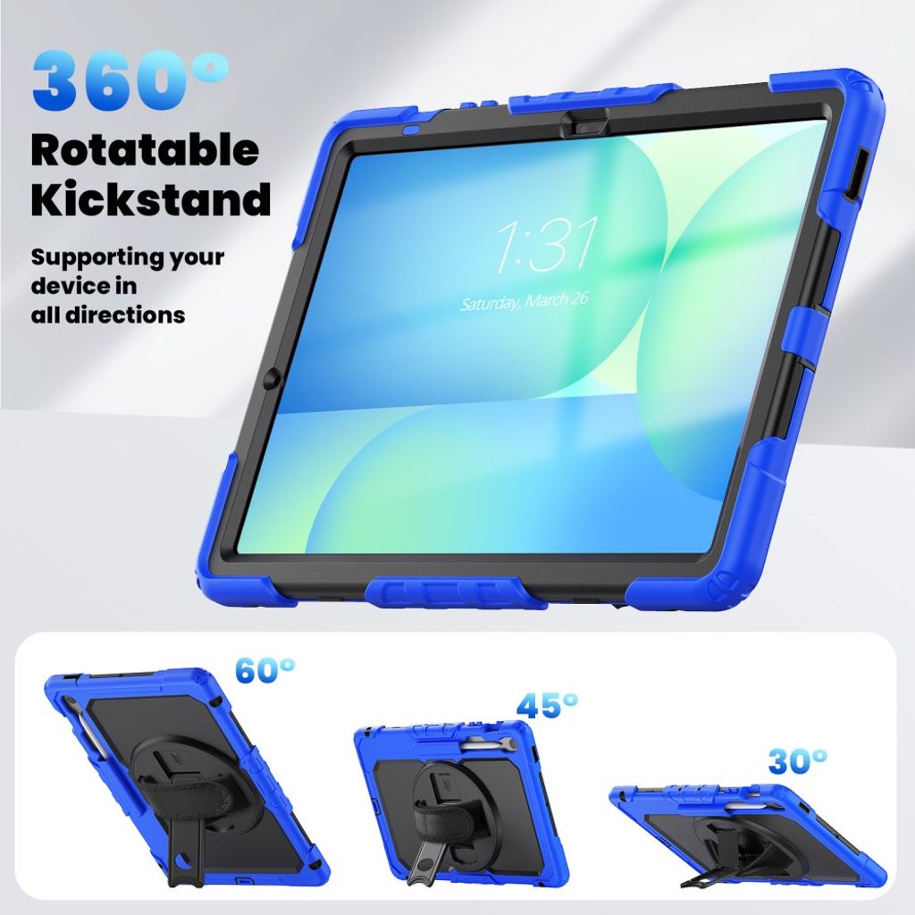 Samsung Galaxy Tab S10 FE Plus Case with Shoulder Strap - Dark Blue