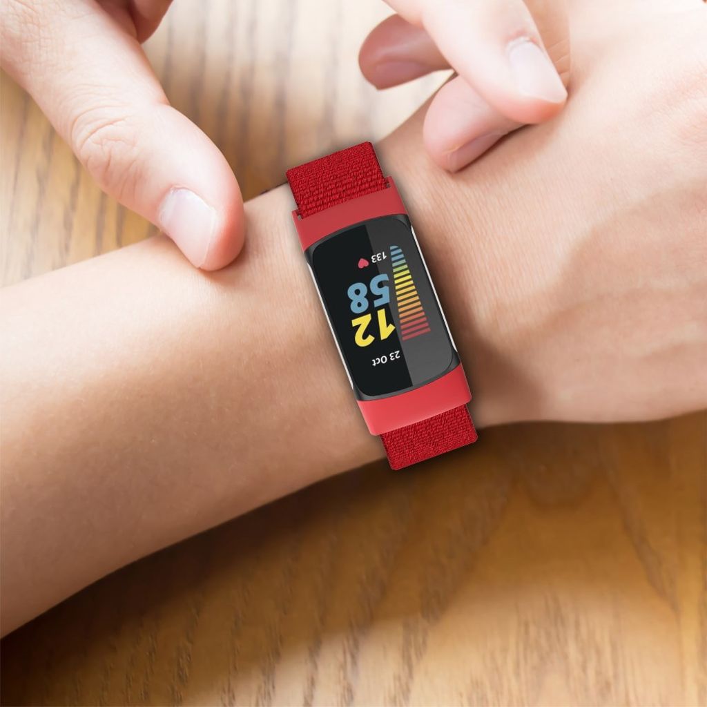 Fitbit Charge 6/5 Kellonranneke, Nylon - punainen