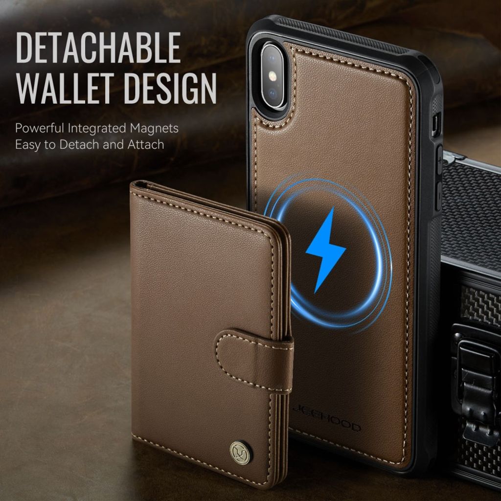 JEEHOOD iPhone XS Max Pungcover MagSafe RFID Kortholder – Brun
