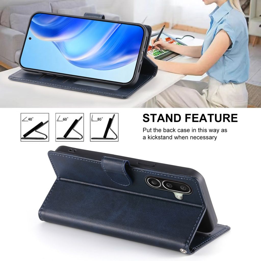 Samsung Galaxy A27 5G Lompakkokotelo Jalustatoiminto PU-nahkaa - Sininen