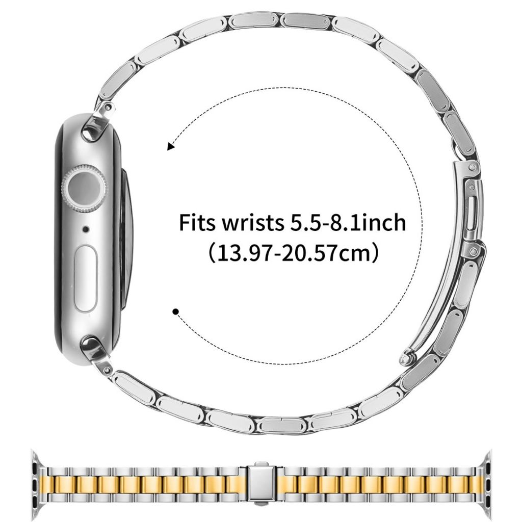 Apple Watch 42/41/40/38mm Klockarmband i rostfritt stål - Silver/Guld