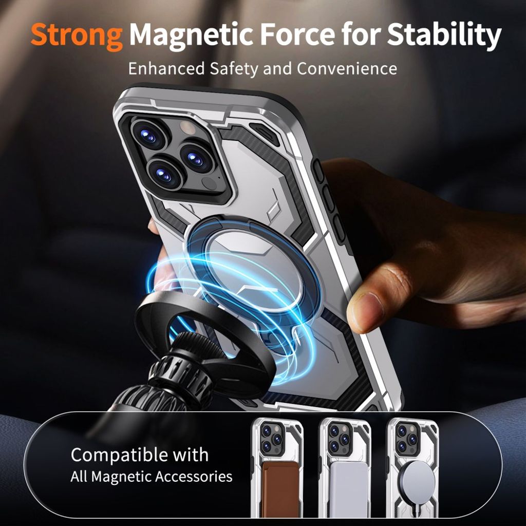 iPhone 13 Pro Max Magneettinen Kuori Rengaspidikkeellä - Harmaa