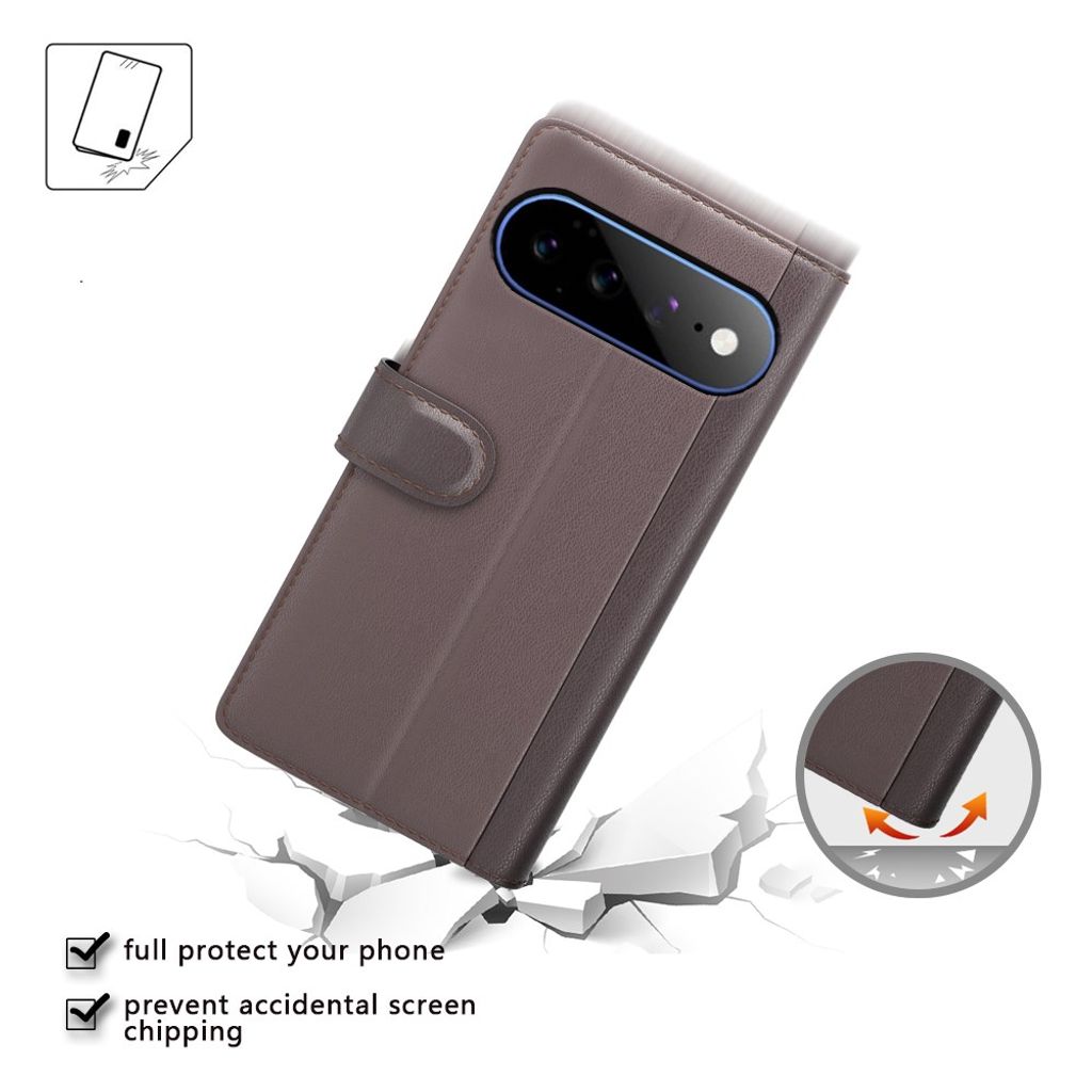 Google Pixel 11 Pro XL Plånboksfodral Äkta Läder - Svart