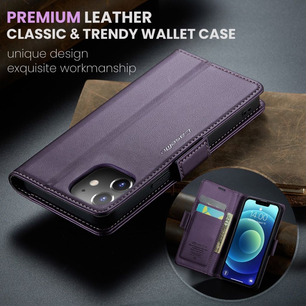 CASEME iPhone 12 Mini Wallet Cover with Stand - Purple
