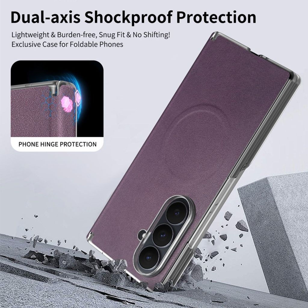 Samsung Galaxy Z Fold8 Ultra MagSafe Kuori PU-nahkaa - Violetti