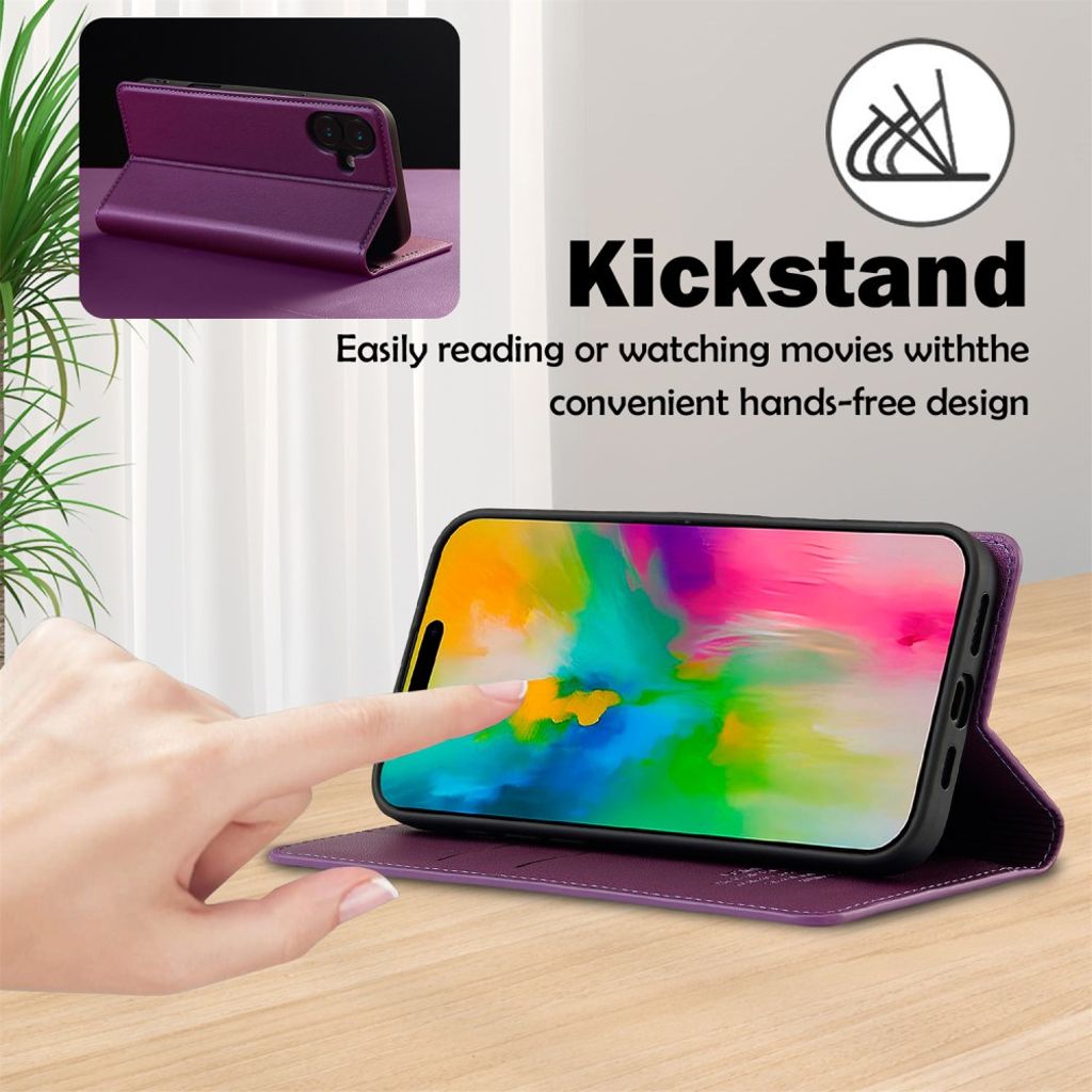 LC.IMEEKE iPhone 17 Wallet Cover - Purple