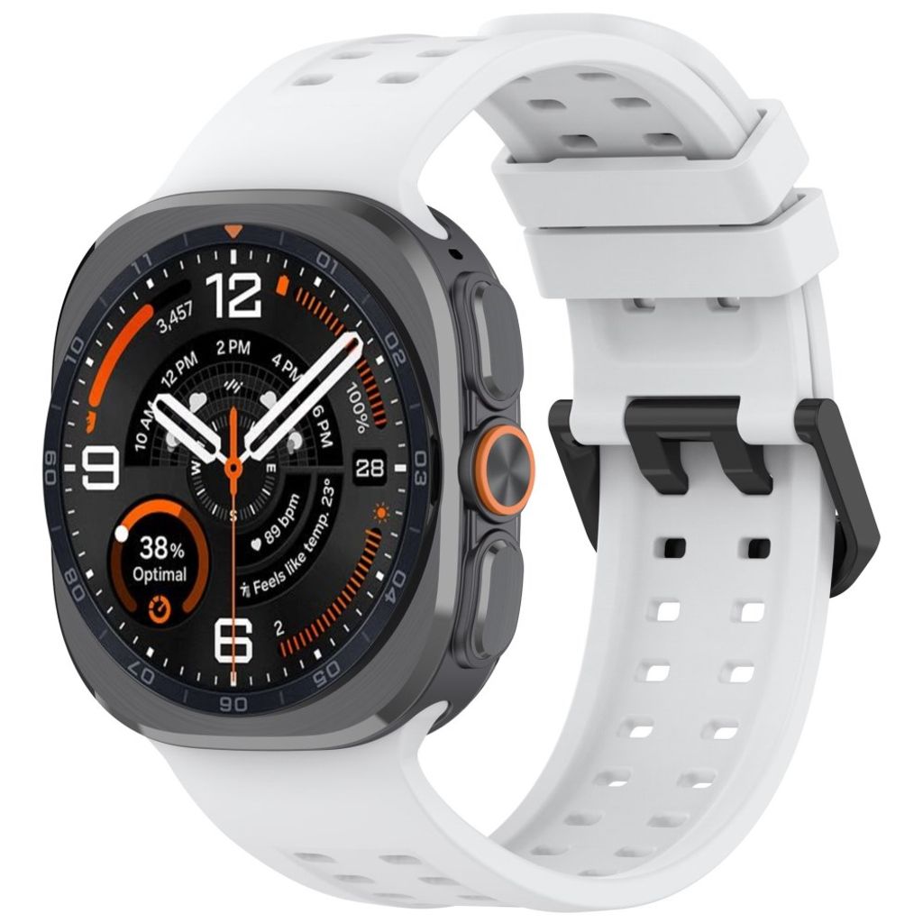 Samsung Galaxy Watch Ultra/Ultra2 silikon klokkerem med dobbeltstiftspenne - Hvit