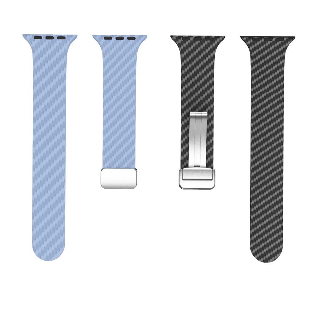 Apple Watch 42 / 41/ 40 / 38mm Klockarmband kolfibertextur - Ljusblå/Svart