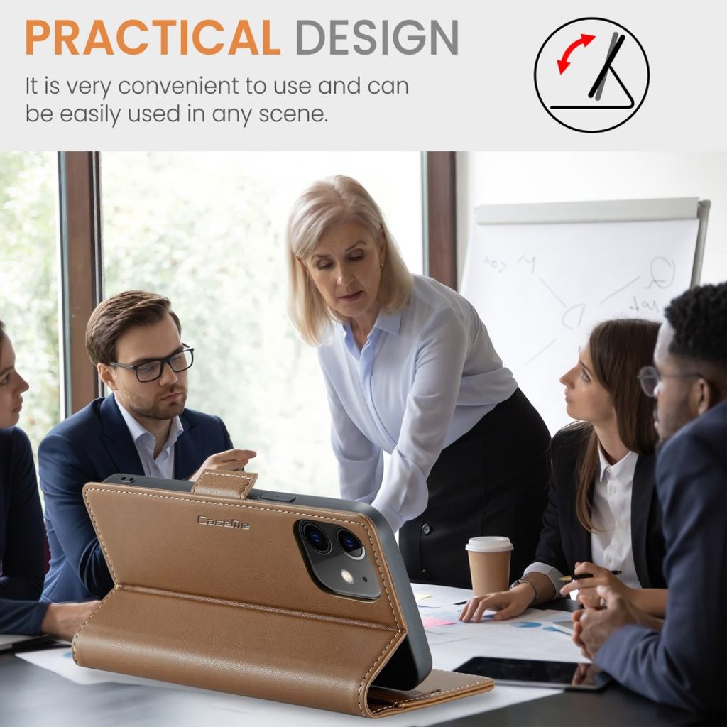 CASEME iPhone 12 Mini Wallet Cover with Stand - Brown