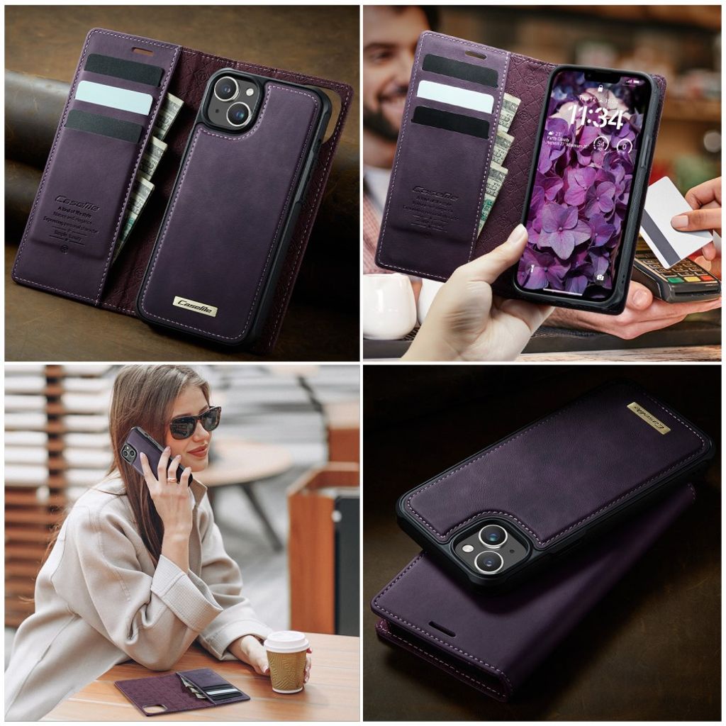 CASEME iPhone 13 Lompakkokotelo MagSafe RFID Jalusta - Violetti