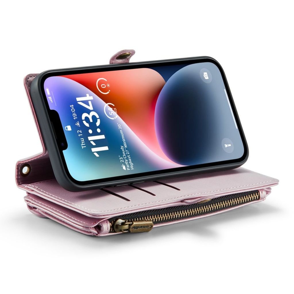 CASEME iPhone 14 Plus Plånboksfodral RFID-blockerande Stativ - Rosa