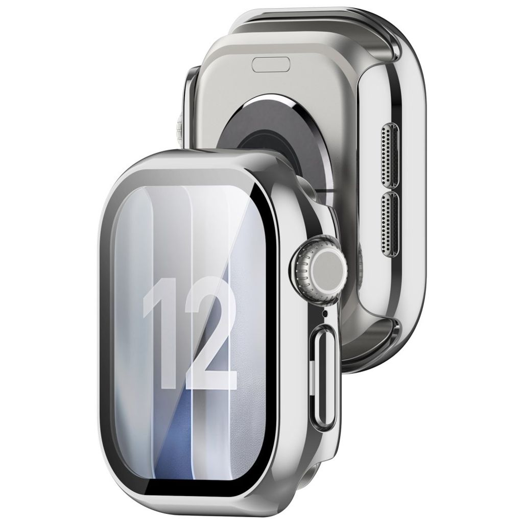 Apple Watch 12 42mm Skal med skärmskydd i härdat glas - Silver