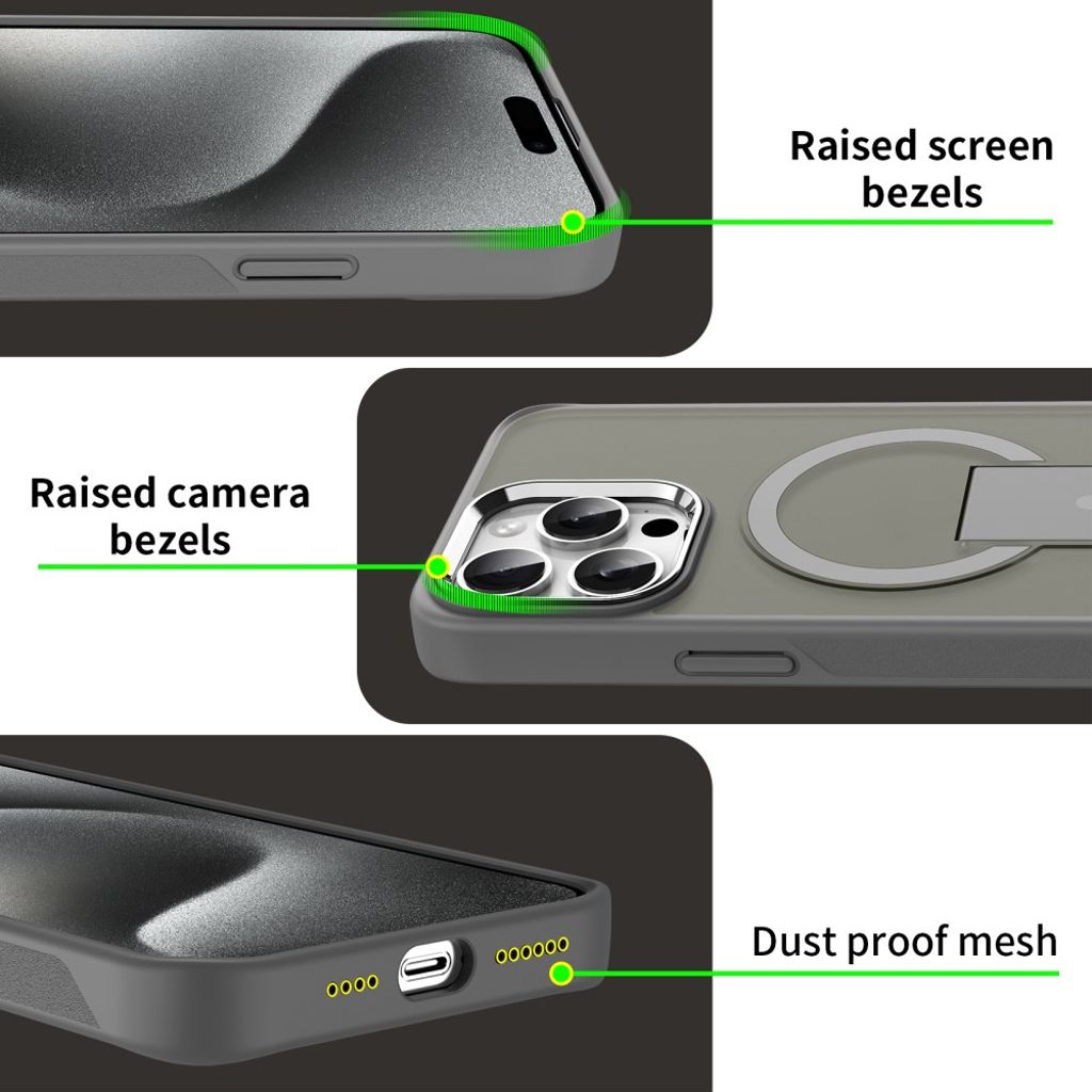 iPhone 14 Pro Max Cover MagSafe kompatibel/Stativ - Titaniumgrå