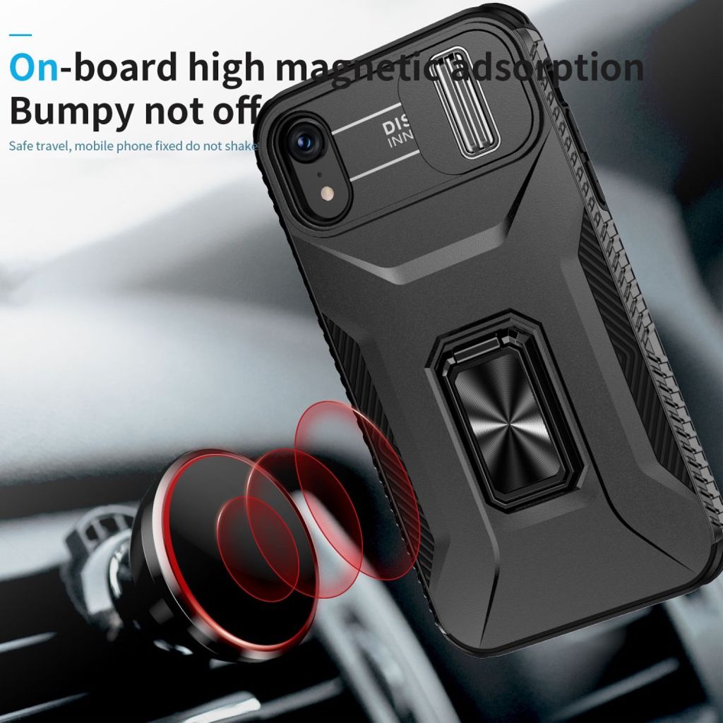 iPhone XR Skal Magnetisk Stativring - Svart