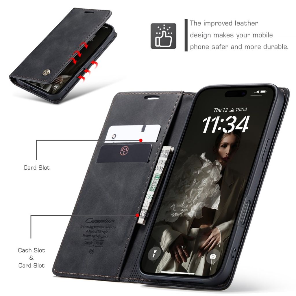 CASEME iPhone 17 Lompakkokotelo Korttipaikka - Musta