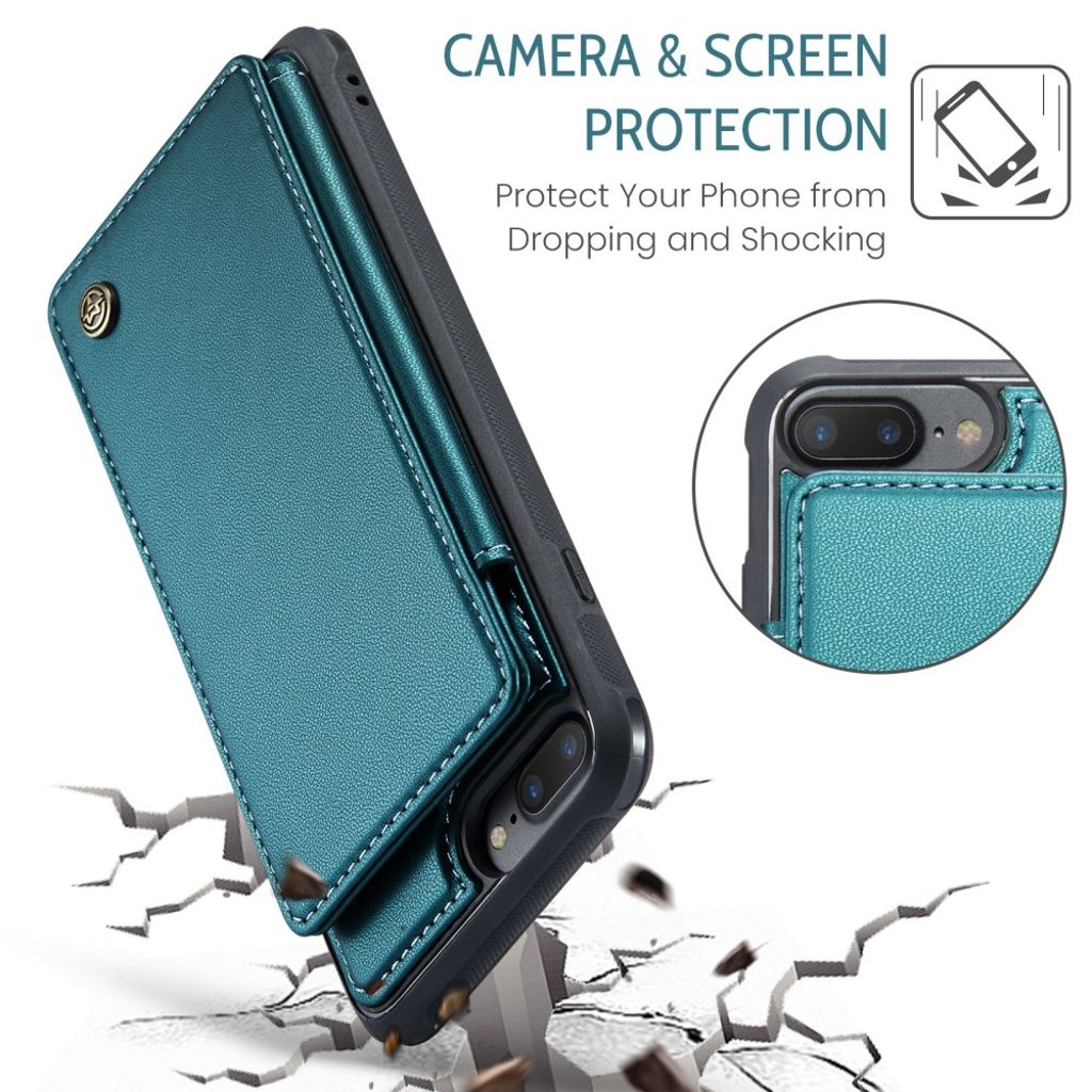 CASEME iPhone 6 Plus/6s Plus/7 Plus/8 Plus Cover med 5 Kortplads - Grøn