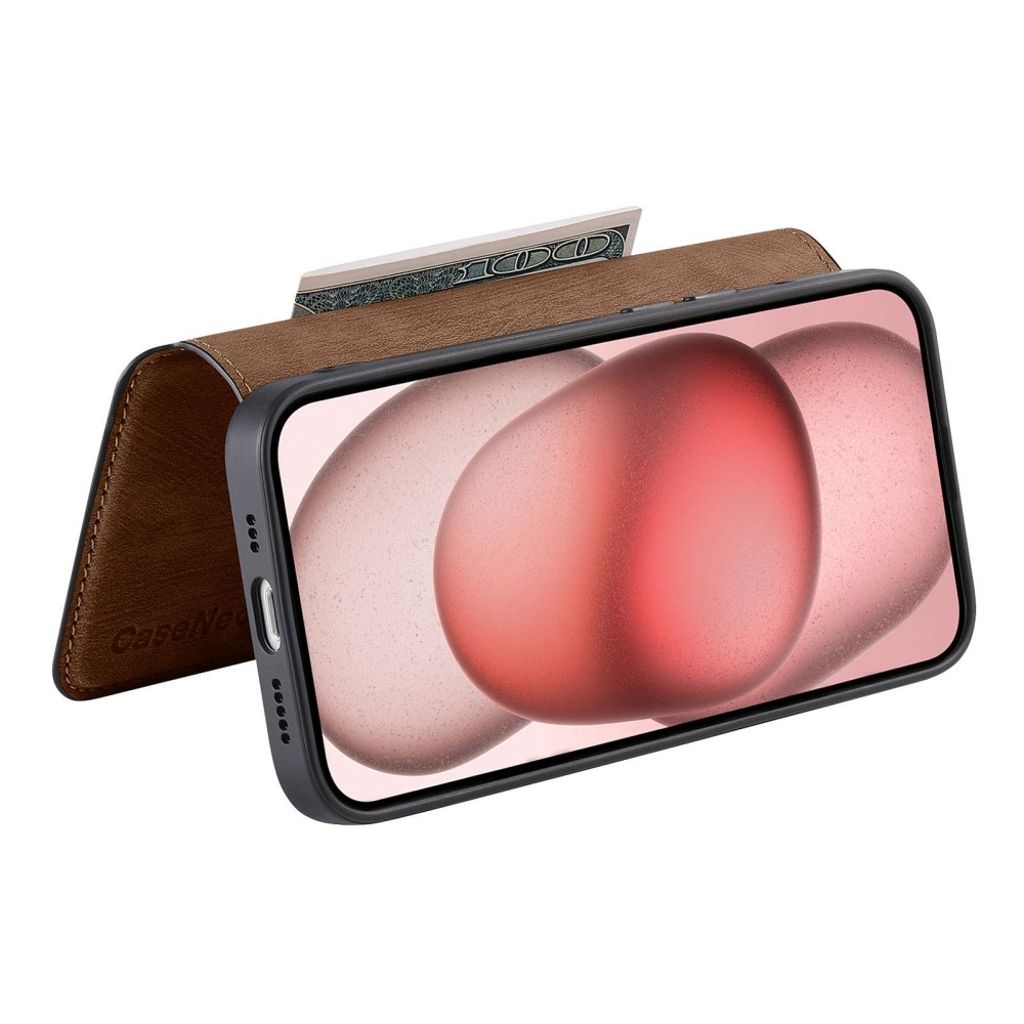 CASENEO iPhone 14 Plus Plånboksfodral Avtagbar Plånbok - Brun