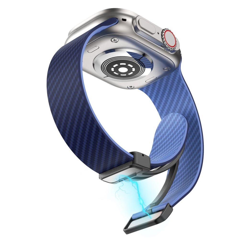 Apple Watch 42 / 41/ 40 / 38mm Klockarmband kolfibertextur - Blå
