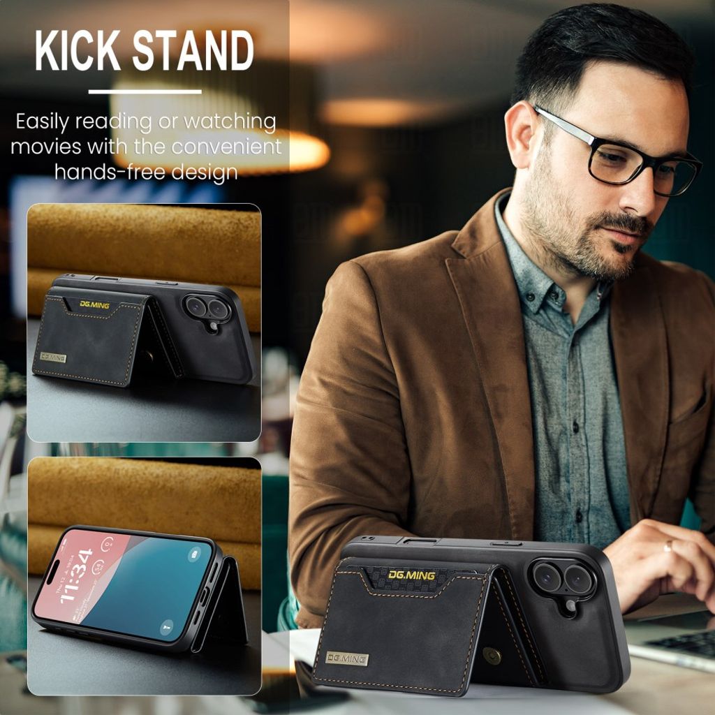 DG.MING iPhone 17 Cover med Pung - Sort