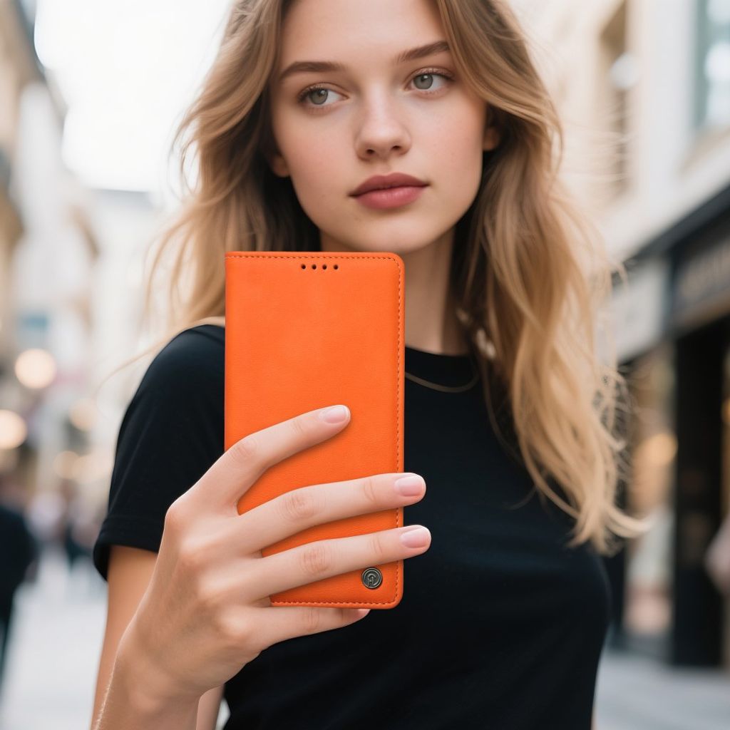 DIERFENG iPhone 18 Pro/17 Pro Lommeboketui RFID-blokkerende - Oransje