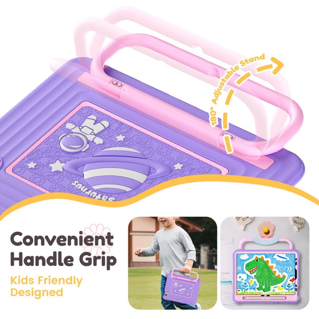 Lasten kuori jalustalla iPad Airille/Prolle 11" - violetti