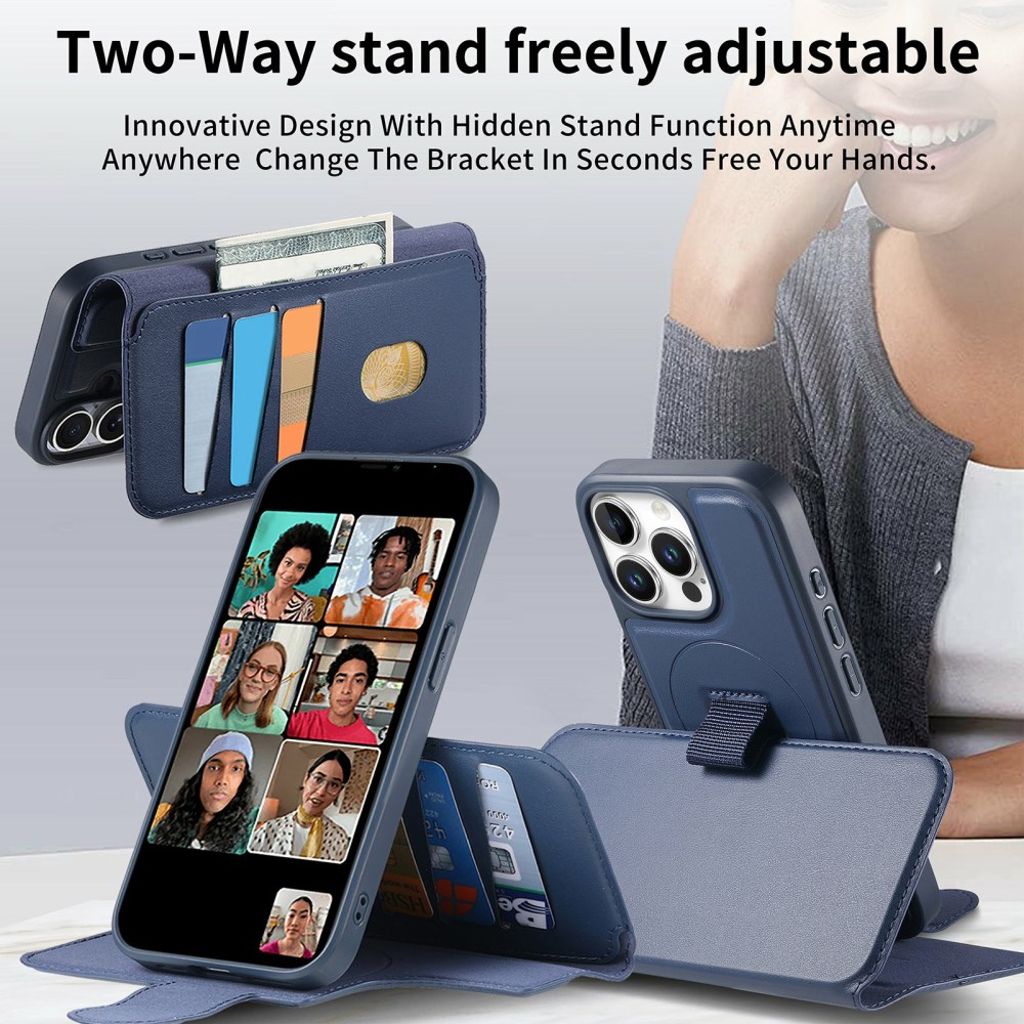 CASENEO iPhone 15 Pro MagSafe Wallet Cover Detachable wallet - Blue