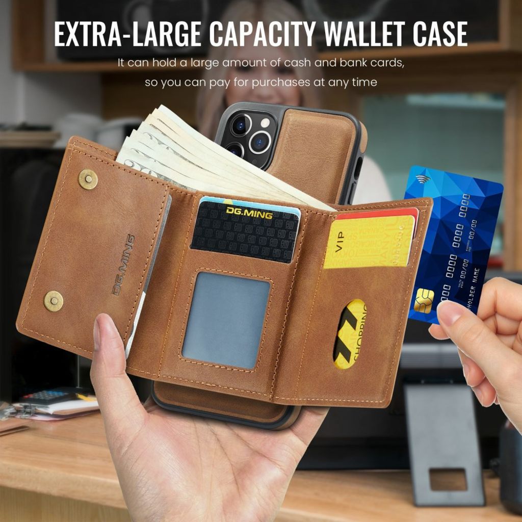 DG.MING iPhone 11 Pro Max Plånboksskal RFID-blockerande – Brun
