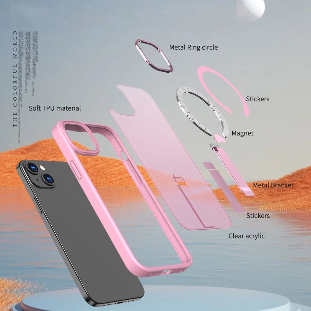 iPhone 14 Plus MagSafe-deksel med stativ – Rosa