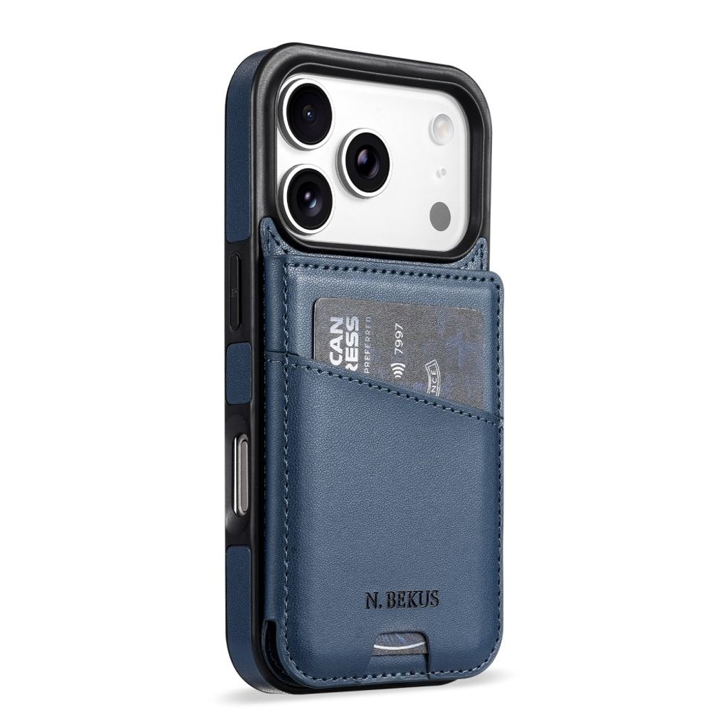 N.BEKUS iPhone 18 Pro Max/17 Pro Max Lompakkokuori RFID-suojauksella - Sininen