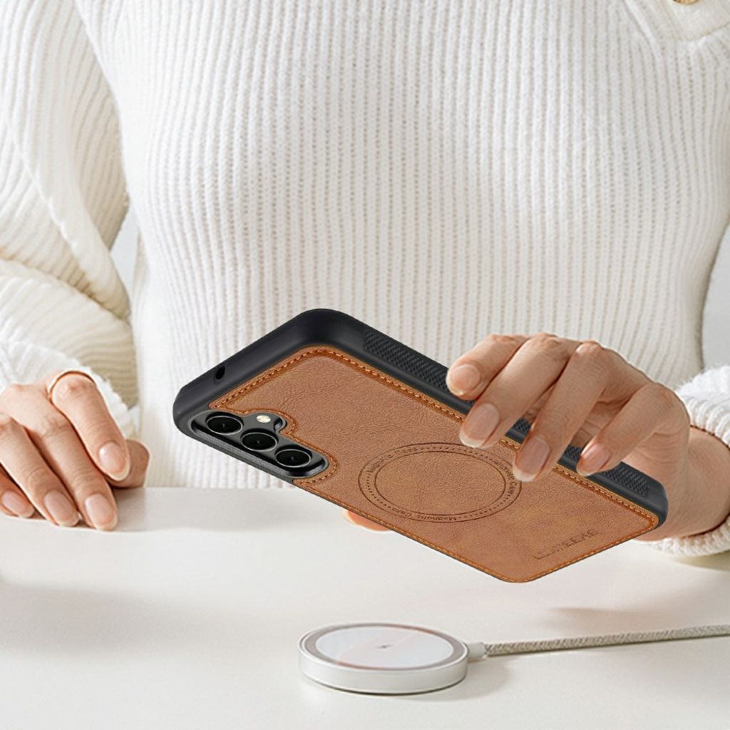 LC.IMEEKE Samsung Galaxy A37 5G MagSafe-kompatibelt deksel PU-lær/TPU – Brun