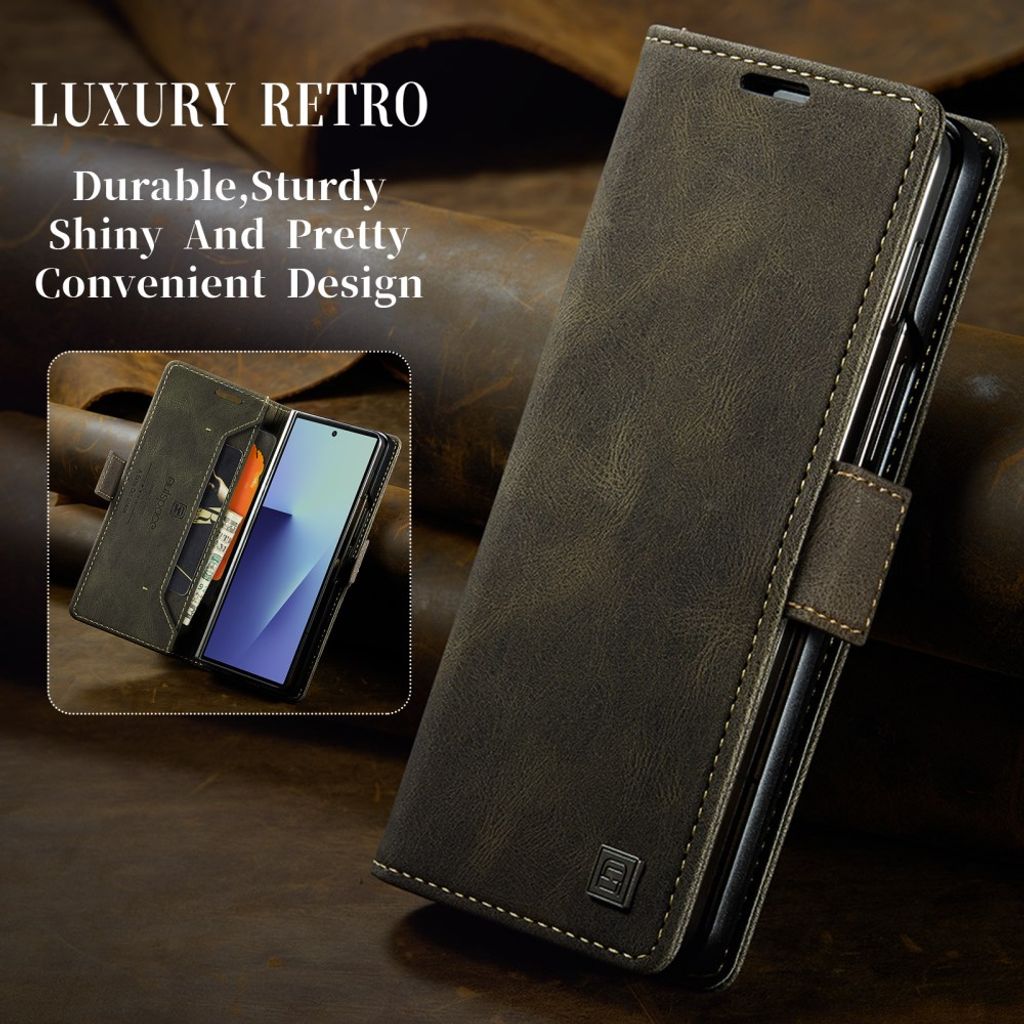 AUTSPACE Samsung Galaxy Z Fold8 Ultra Flip Cover med RFID blokering - Mørkebrun