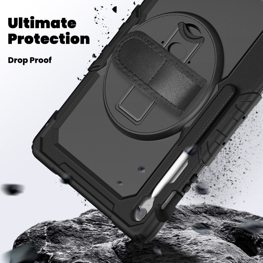 Samsung Galaxy Tab S10 FE Plus Case with Shoulder Strap - Black