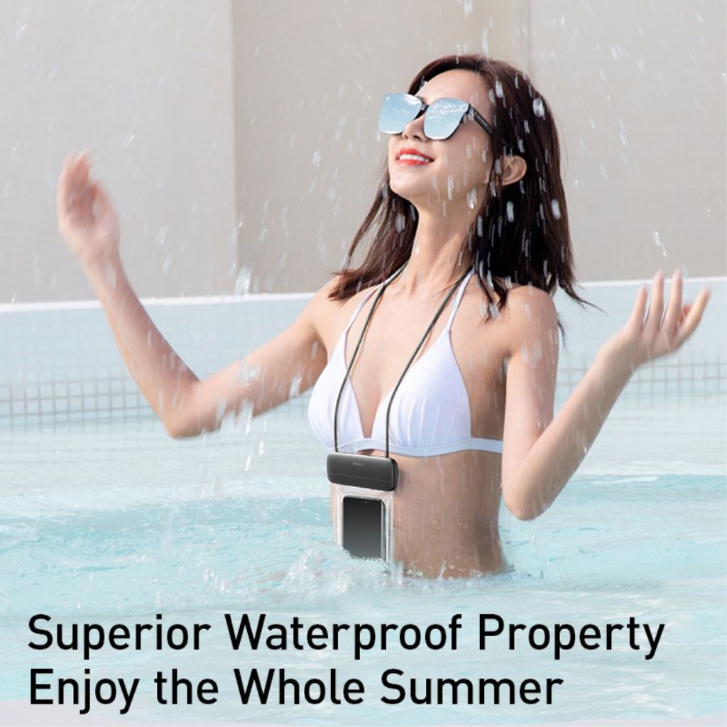 BASEUS Let's Go vedenpitävä suojakotelo 7,2 tuuman matkapuhelimille - harmaa/musta