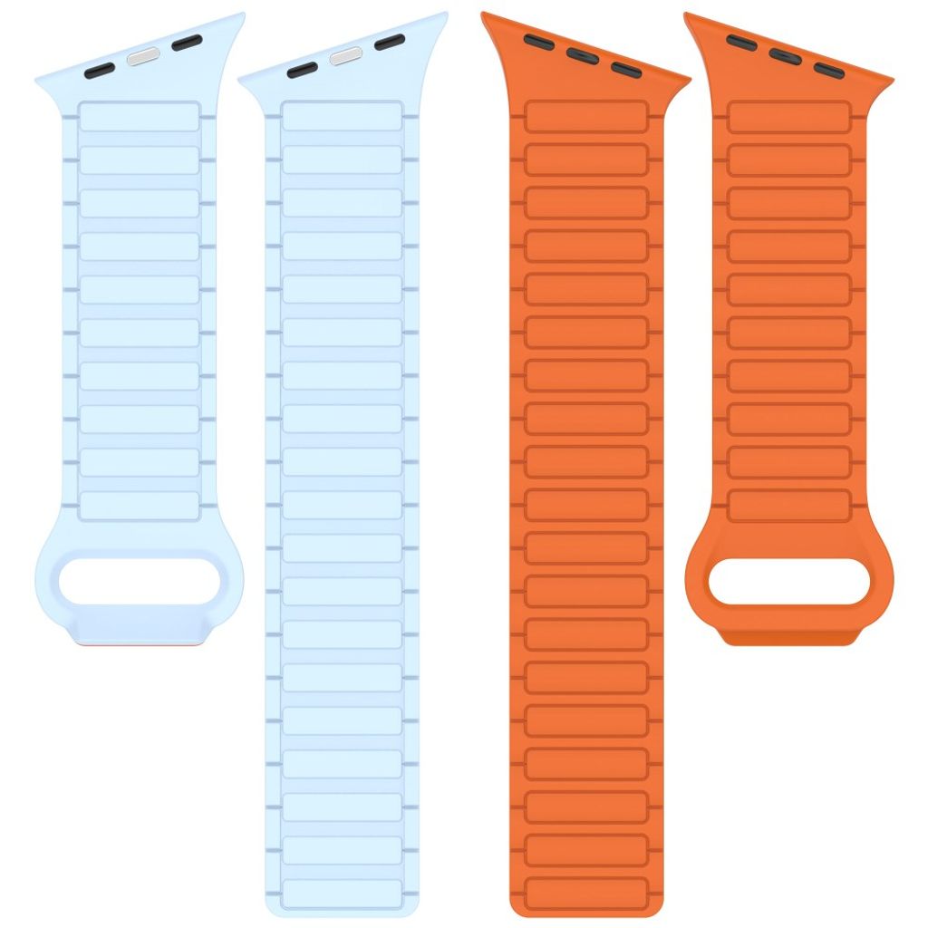 Apple Watch 42/41/40/38mm Klockarmband i Silikon Magnetisk Loop - Orange/Blå