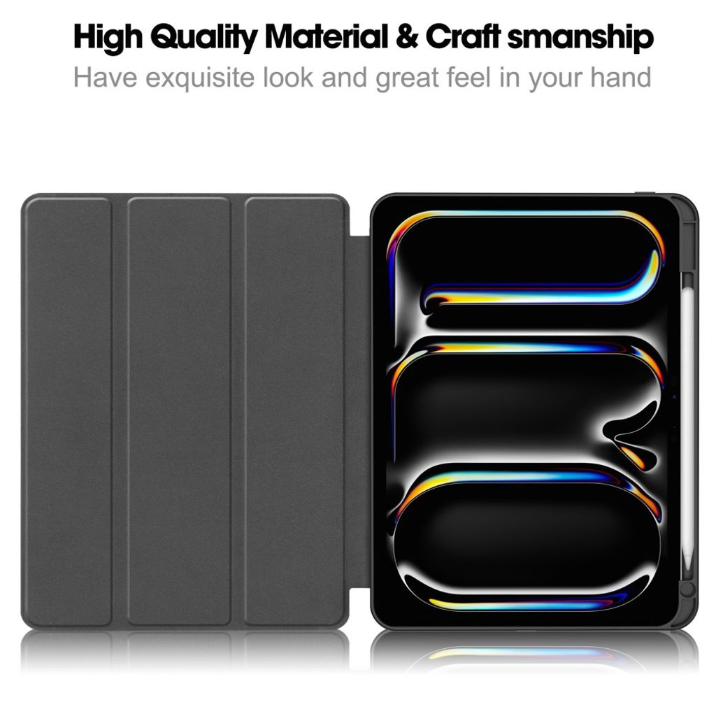 iPad Pro 11" 2025/2024 Tri-fold etui med holder for styluspenn - Svart