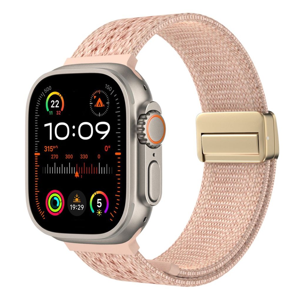 Apple Watch 49/46/44/42mm Klockarmband i nylon spetsdesign - Rosa