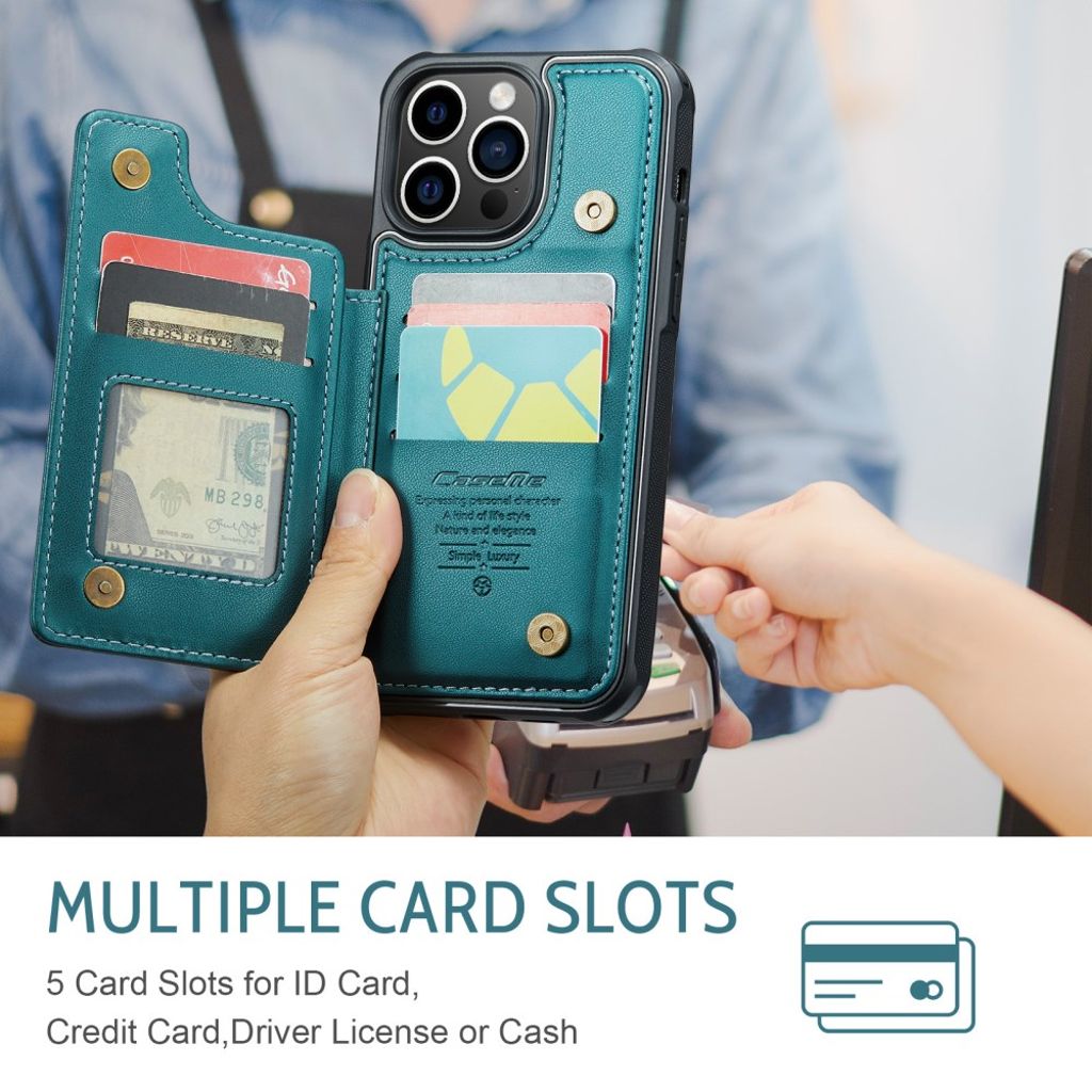 CASEME C22 iPhone 14 Pro Max Wallet Case RFID Blocking - Green