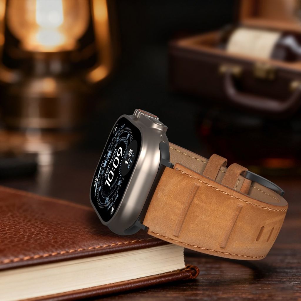 AHASTYLE DD12 Apple Watch 49 / 46 / 44 / 42mm Nahkainen kellonranneke - Ruskea