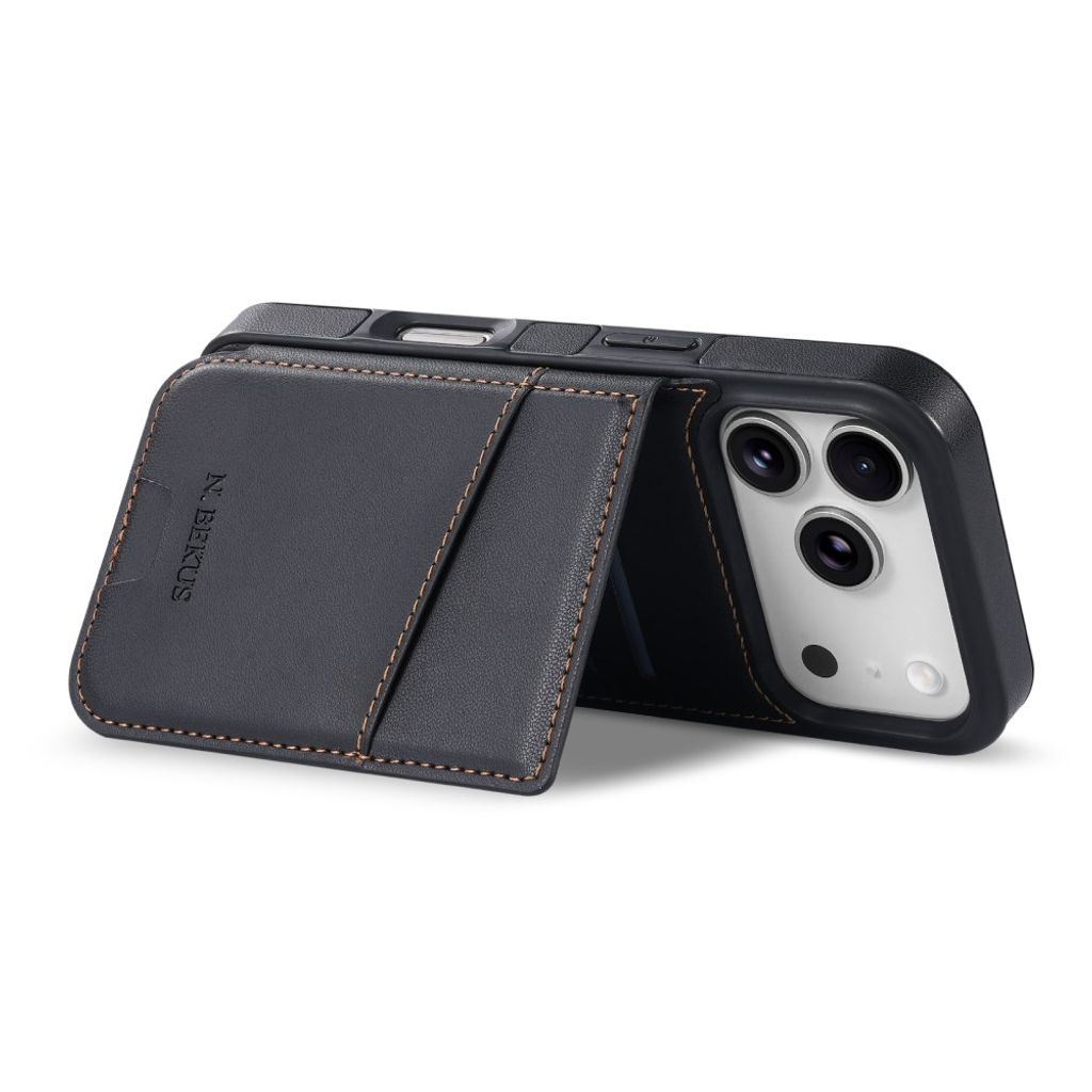 N.BEKUS iPhone 18 Pro/17 Pro Lompakkokuori RFID-suojauksella - Musta