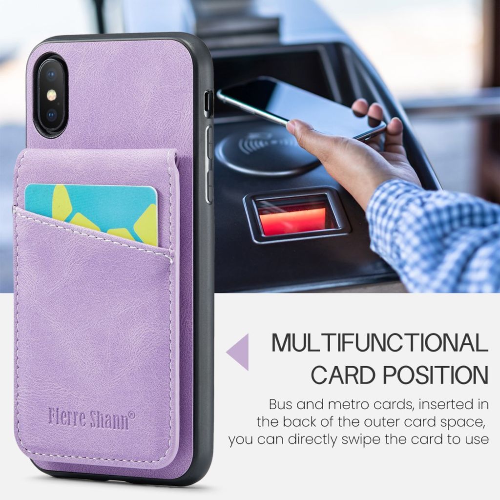 Fierer Shann iPhone XS Max Pungcover med Kortholder og Stativ – Lilla