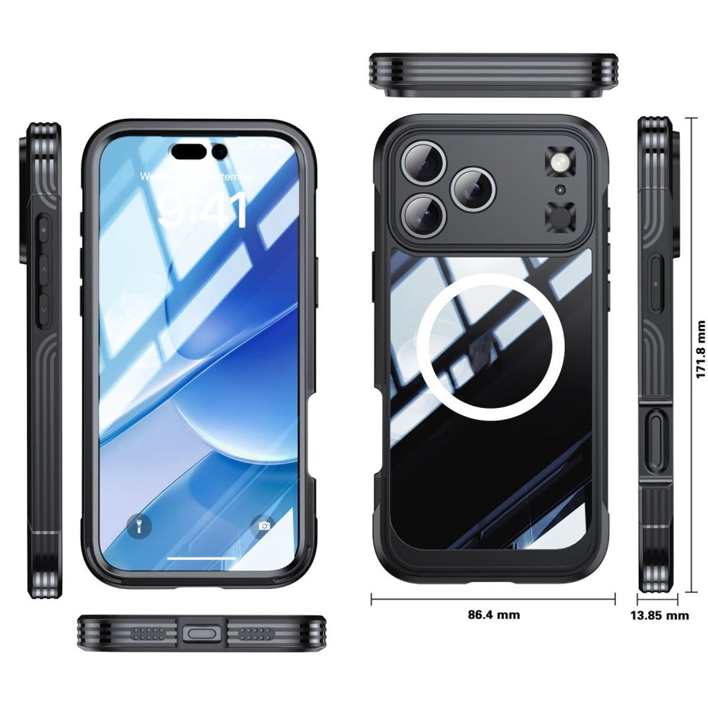 iPhone 17 Pro Max Deksel + Skjermbeskytter - Svart