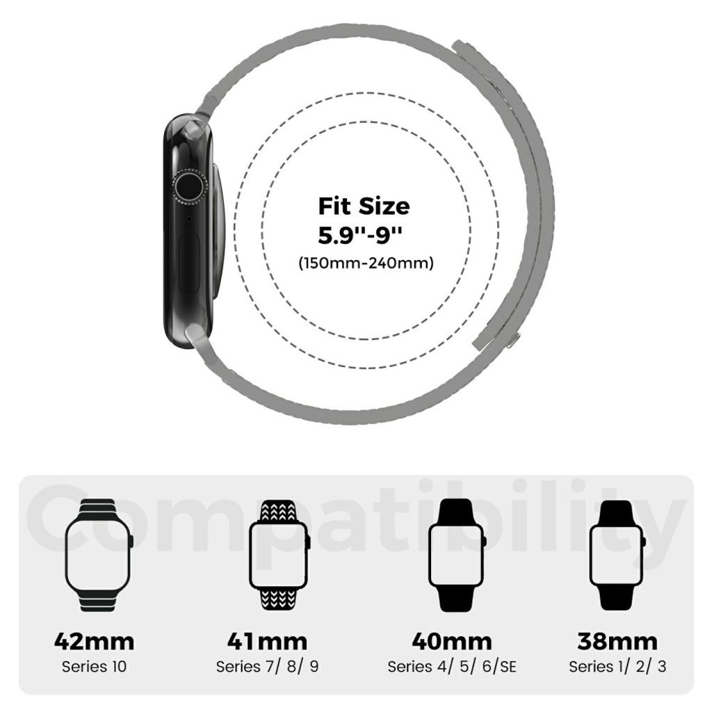 AHASTYLE BO06 Apple Watch 42/41/40/38mm Klockarmband i Läder - Grå/Orange