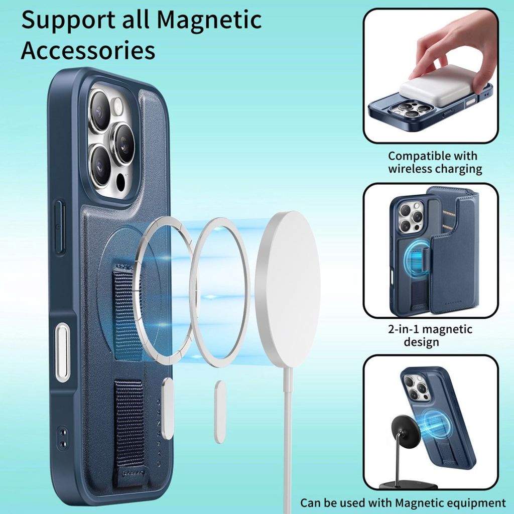 Caseneo iPhone 16 Pro Max Lommeboketui MagSafe RFID – Blå