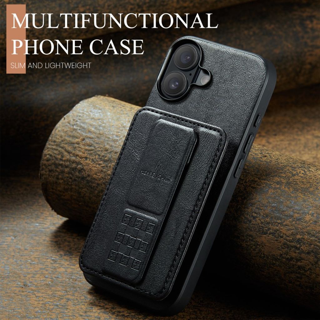 FIERRE SHANN iPhone 16 Case with Card slots - Black